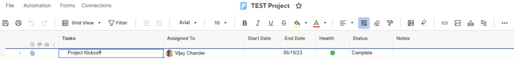 Smartsheet header